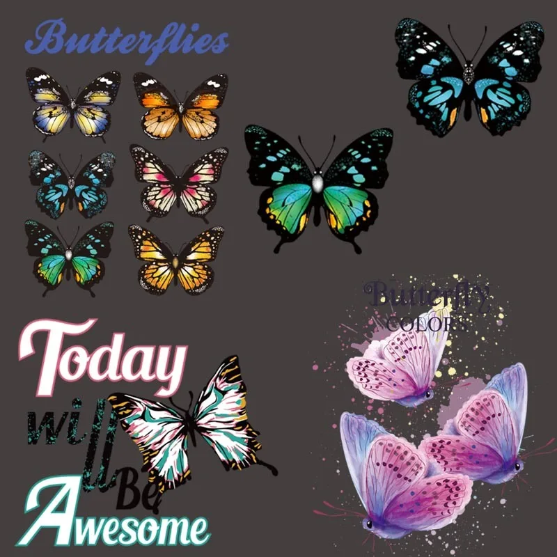 

Beautiful women's popular butterfly used for decoration on Iron on clothes Heat transfer DIY T-shirt Washable Applique