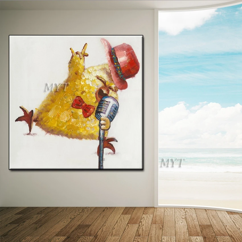 Животное курица 100% ручная роспись Масляная Живопись Мультфильм абстрактное