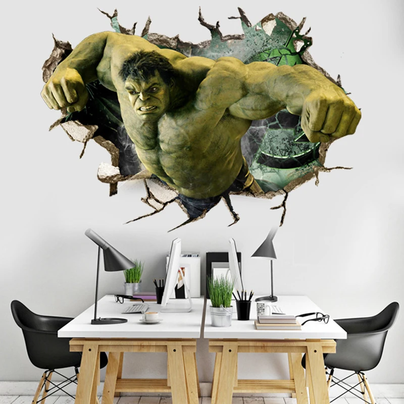 3d наклейки на стену в детскую комнату Халк съемные виде мультяшного аниме для