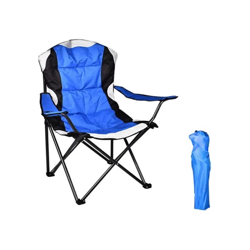 

600D Oxford PVC powder coated portable folding chair, steel tube frame camper chair, 350 lbs with cup holder and pad