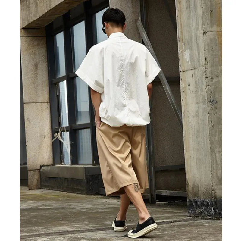 Мужская винтажная рубашка с коротким рукавом белая Повседневная мужская в стиле