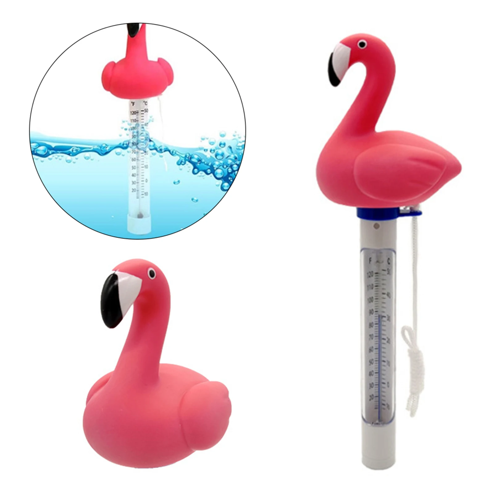 Pool Floating Thermometer Cute Cartoon Flamingo Shaped Spa Water Temperature Tester Tool Swimming Pools Accessories