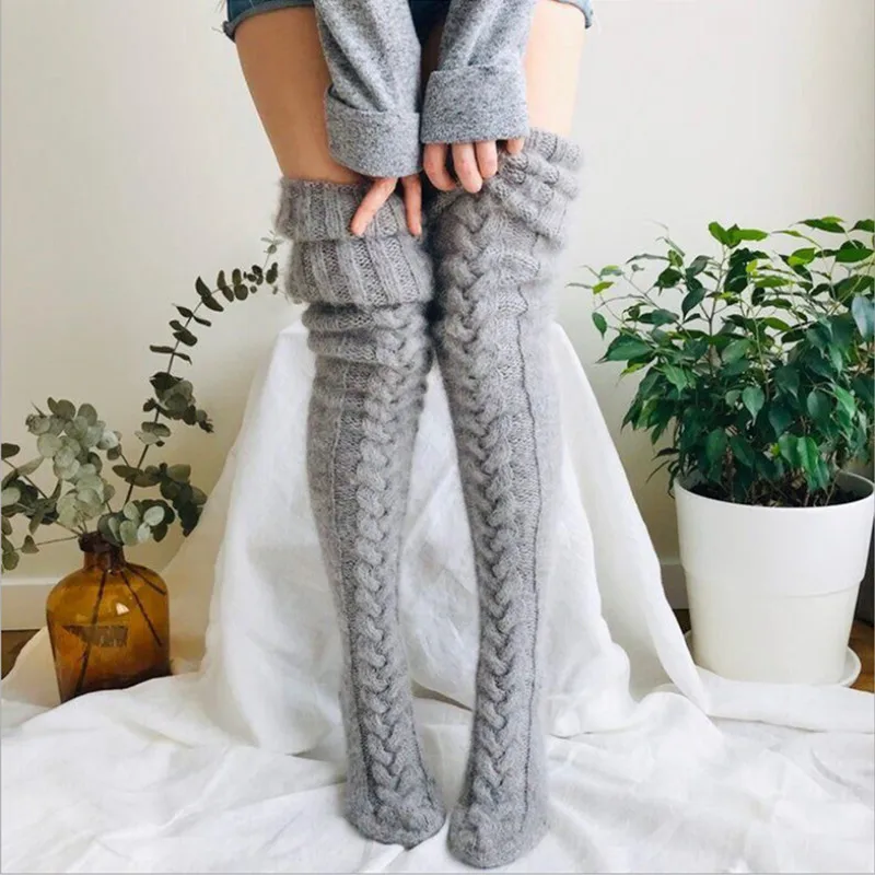 

New Over-Knee Women Socks Fashion Female Sexy Stockings Warm Long Boot Knitted Thigh-High Thicked Women Stockings