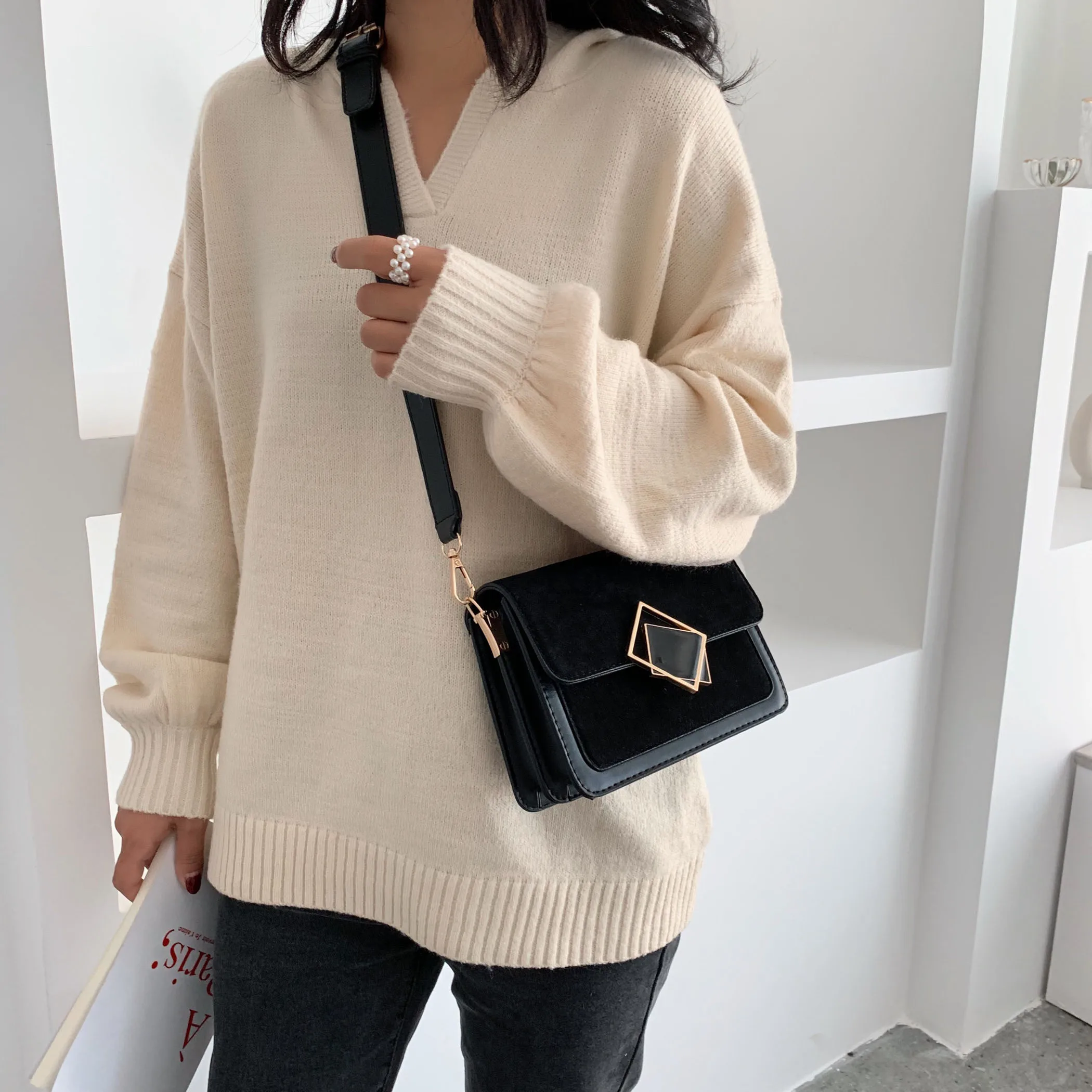 Сумки через плечо SWDF из скраба контрастных цветов для женщин 2021 маленькая сумка