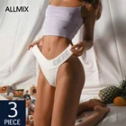 Комплект нижнего белья ALLMIX 3 шт.лот, пикантные женские хлопковые трусы-стринги, бесшовные спортивные стринги с заниженной талией, удобные женские стринги