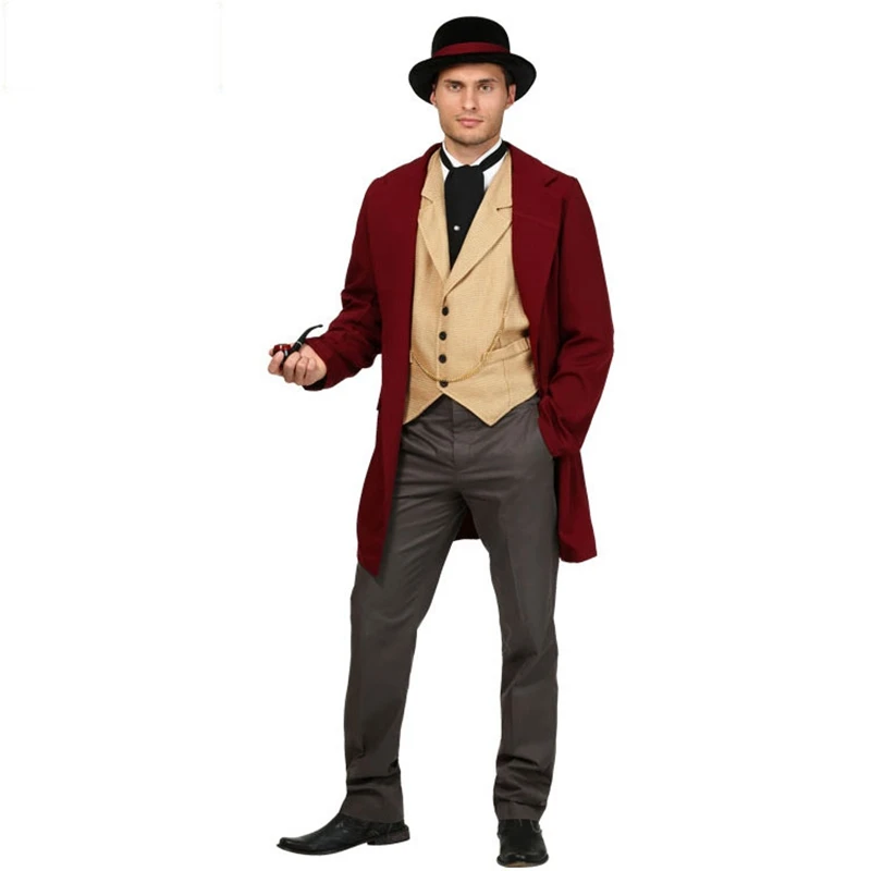 

Halloween Men's TV Show Clothing with Suspenders Hat Costumes Set For Man Party Cosplay Waiter Casino Gambler Costumes