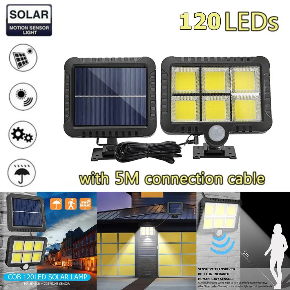 Новинка 2021 настенный светильник на солнечной батарее COB 120 LED s уличный с датчиком