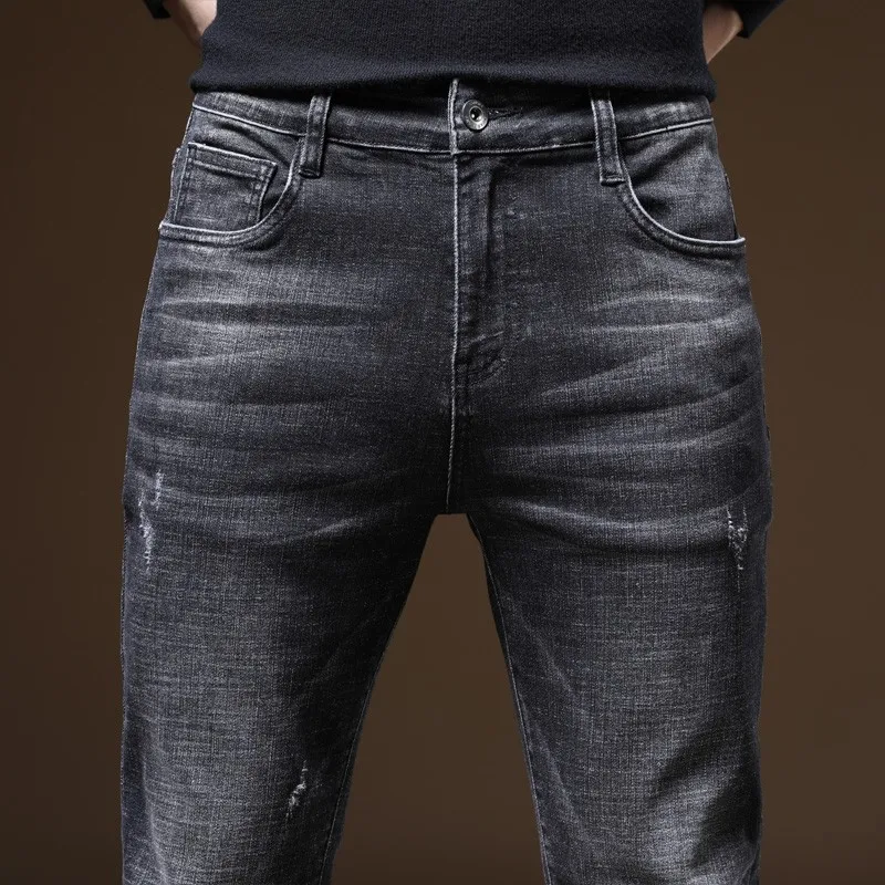 

2021 High Quality Black Jeans Classic Style Slim Fit Stretch Denim Pants Male Brand Clothes