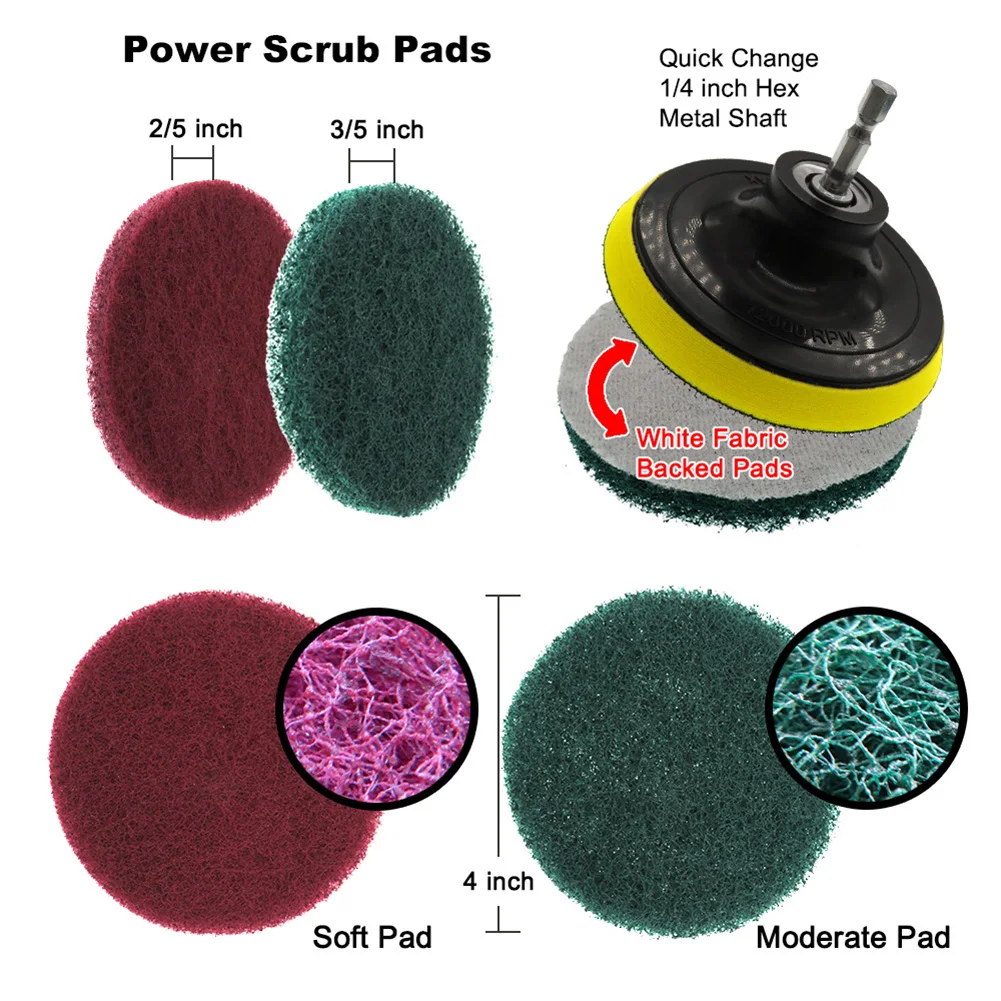 

Combo Drill Brushes Tile Bathtubs Sinks Kit Durable High quality 25pcs