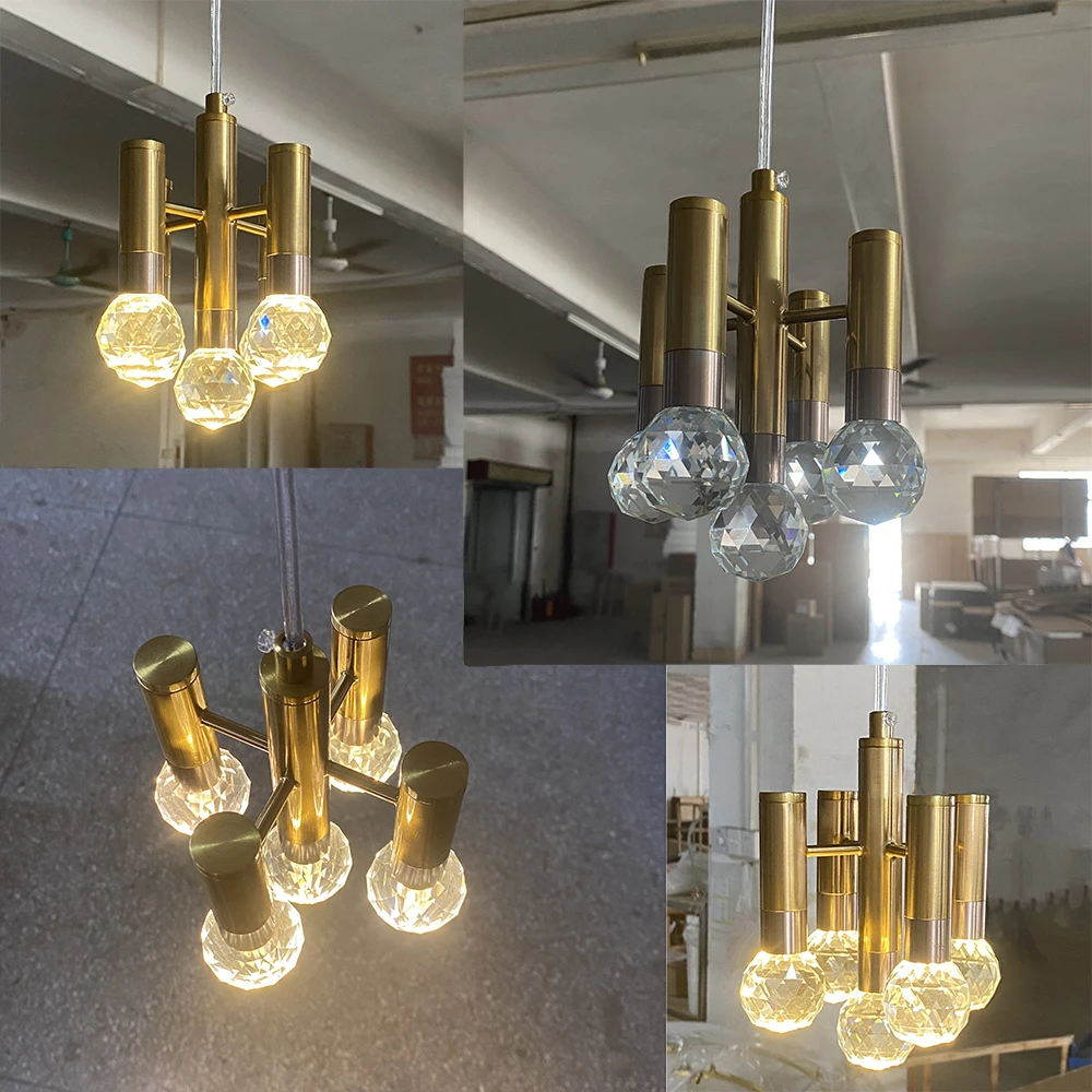 

Modern gold pendant light bedroom crystal pendant lamp dining room led kitchen fixture Retro holder lamp bathroom crystal lights