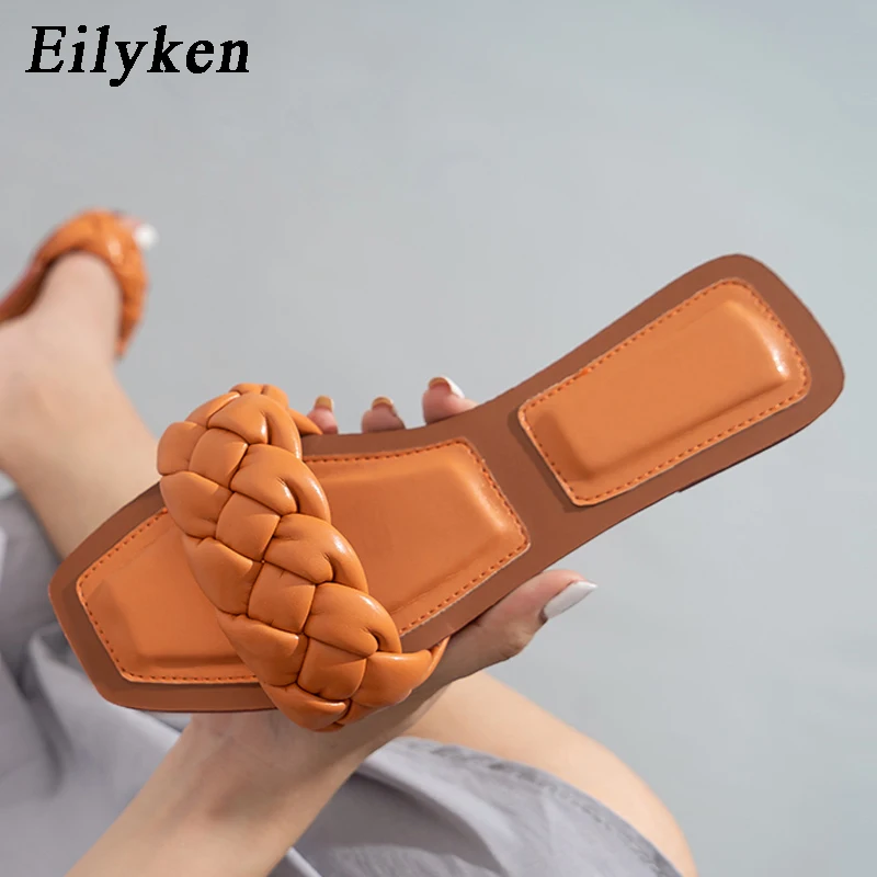 

Eilyken 2022 тканые тапочки женская обувь без шнуровки; Шлепанцы без задника с открытыми пальцами; Модные брендовые офисные туфли из натуральной ...