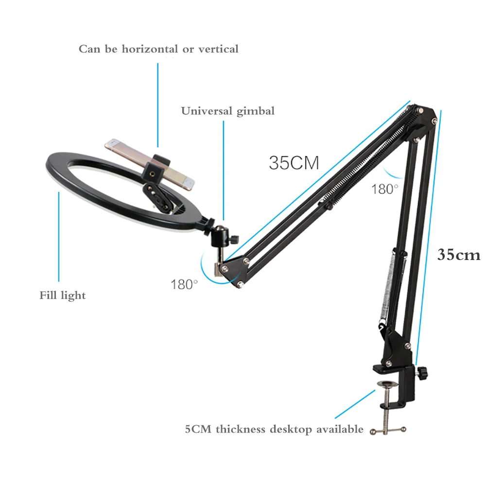 

2020 Phone Stand Camera Holder Mobile Cell Phone Overhead Stand Desktop Photo Photography Multi-Function Video Tripod Ring Light