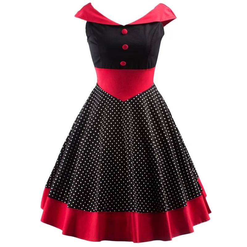 Женское винтажное платье в горошек Tonval хлопковое стиле 1920 х с открытыми плечами