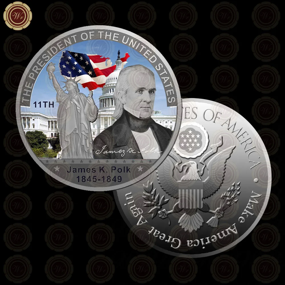 WR Коллекционная Посеребренная американская 2th President John Adams металлическая монета/w чехол креативный вызов монета подарок на день отца 40x3 мм - Цвет: Style 11