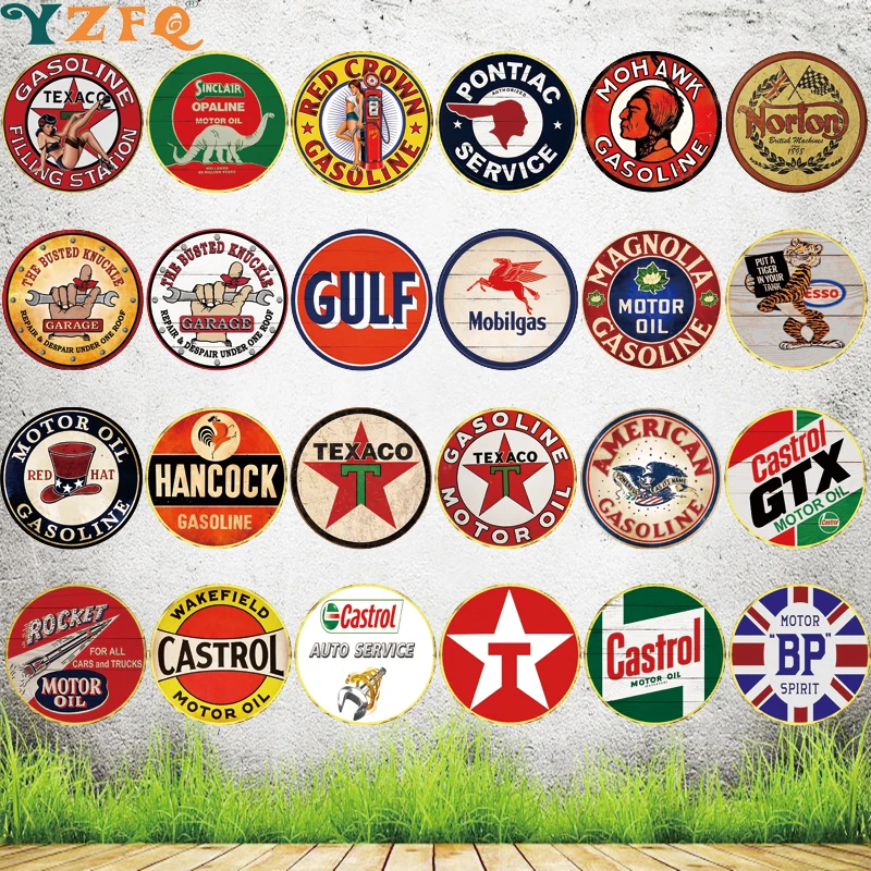 

【YZFQ】Motor Oil Round Metal Sign Irregular Plate Wall kitchen Cafe Bar Home Art Man Cave Vintage Decoration 30CM YY-0025