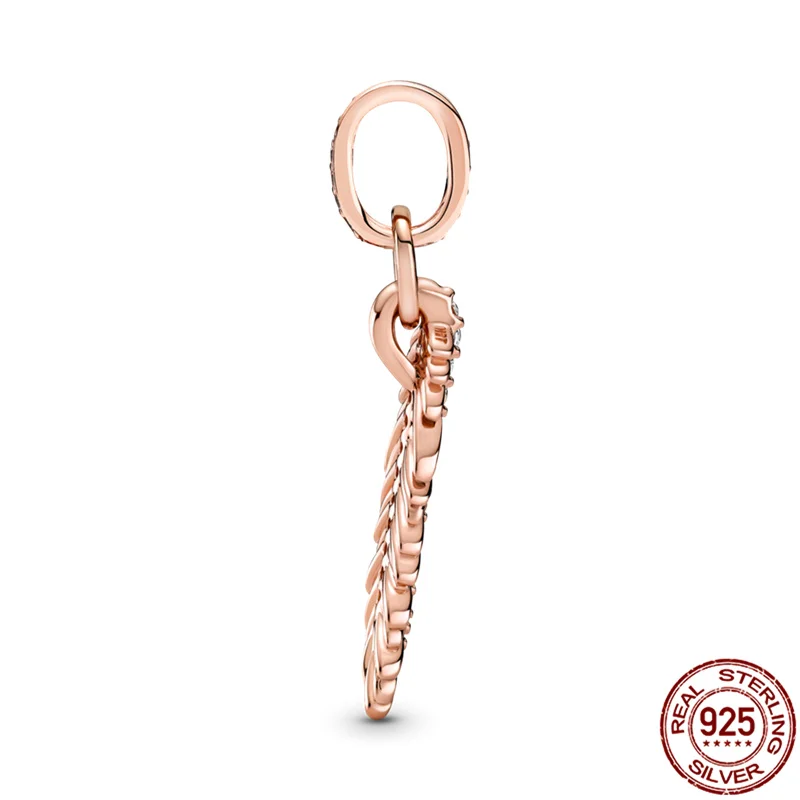 

2021 New Genuine 100% 925 Sterling Silver Rose Gold Pine Cotyledons Charm Suitable For 3mm Bracelet&Bracelet Ladies Fashion Gift