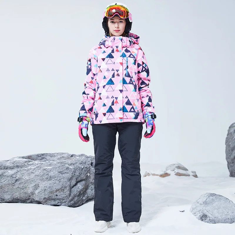 Женский лыжный комплект для русской зимы Водонепроницаемая дышащая Теплая