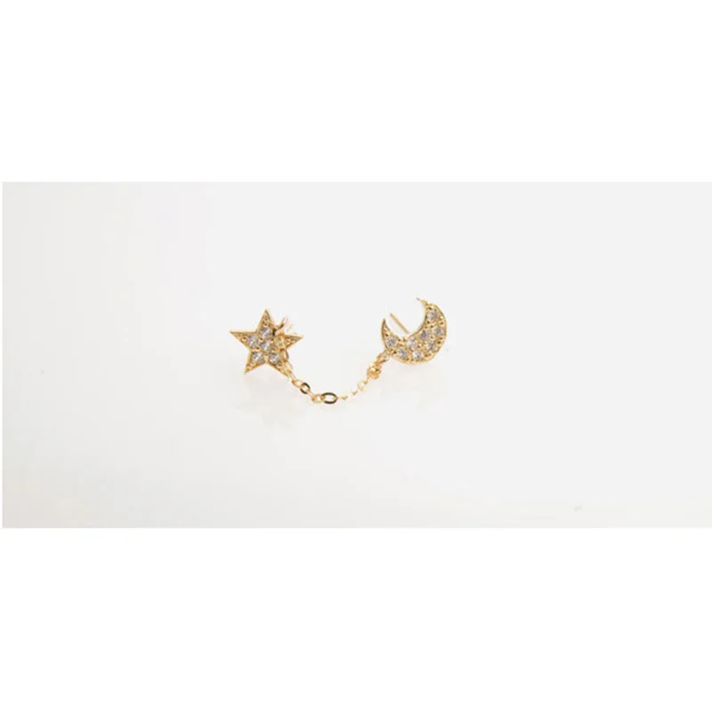 1 шт. лунная форма лунной звезды серьги-гвоздики Звездные модные ушные кристалл