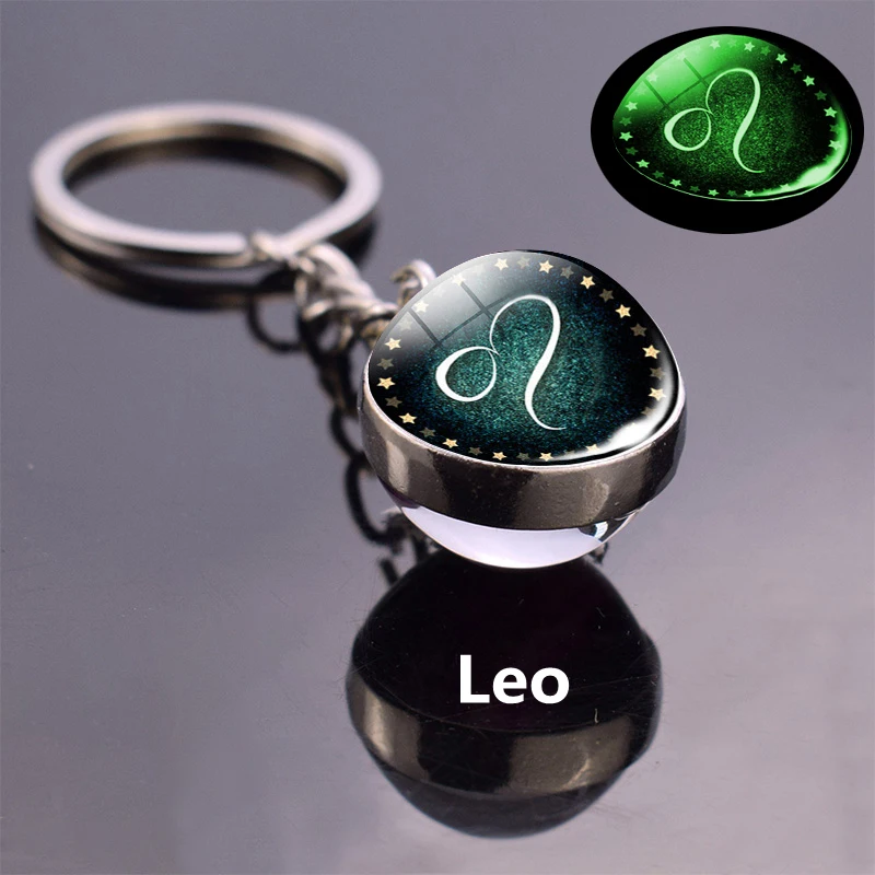 Светящийся брелок для ключей Созвездие прозрачный стеклянный шар с изображением