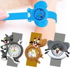 Детские часы с изображением кошки и мыши, часы для девочек и мальчиков, часы с изображением симпатичного слона, панды, подарок на день рождения и Рождество