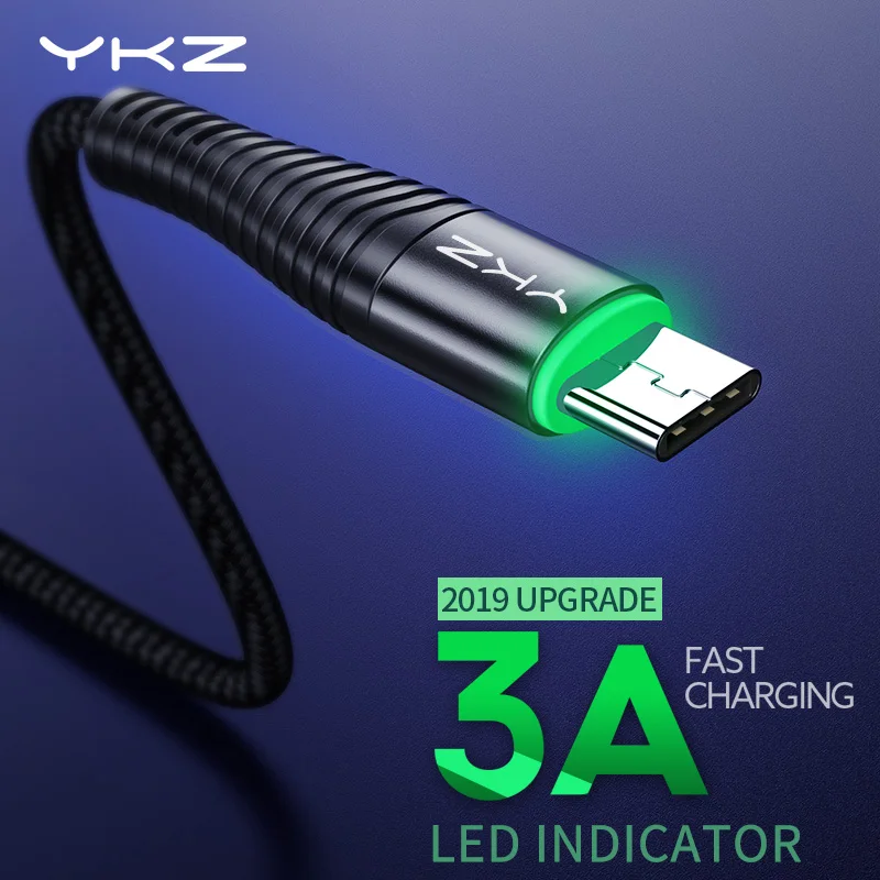 YKZ светодиодный светильник usb type C кабель 3A Быстрая зарядка зарядное устройство USB-C type-c кабель для samsung S10 S9 Xiaomi Mi 9 8 One Plus USB C шнур