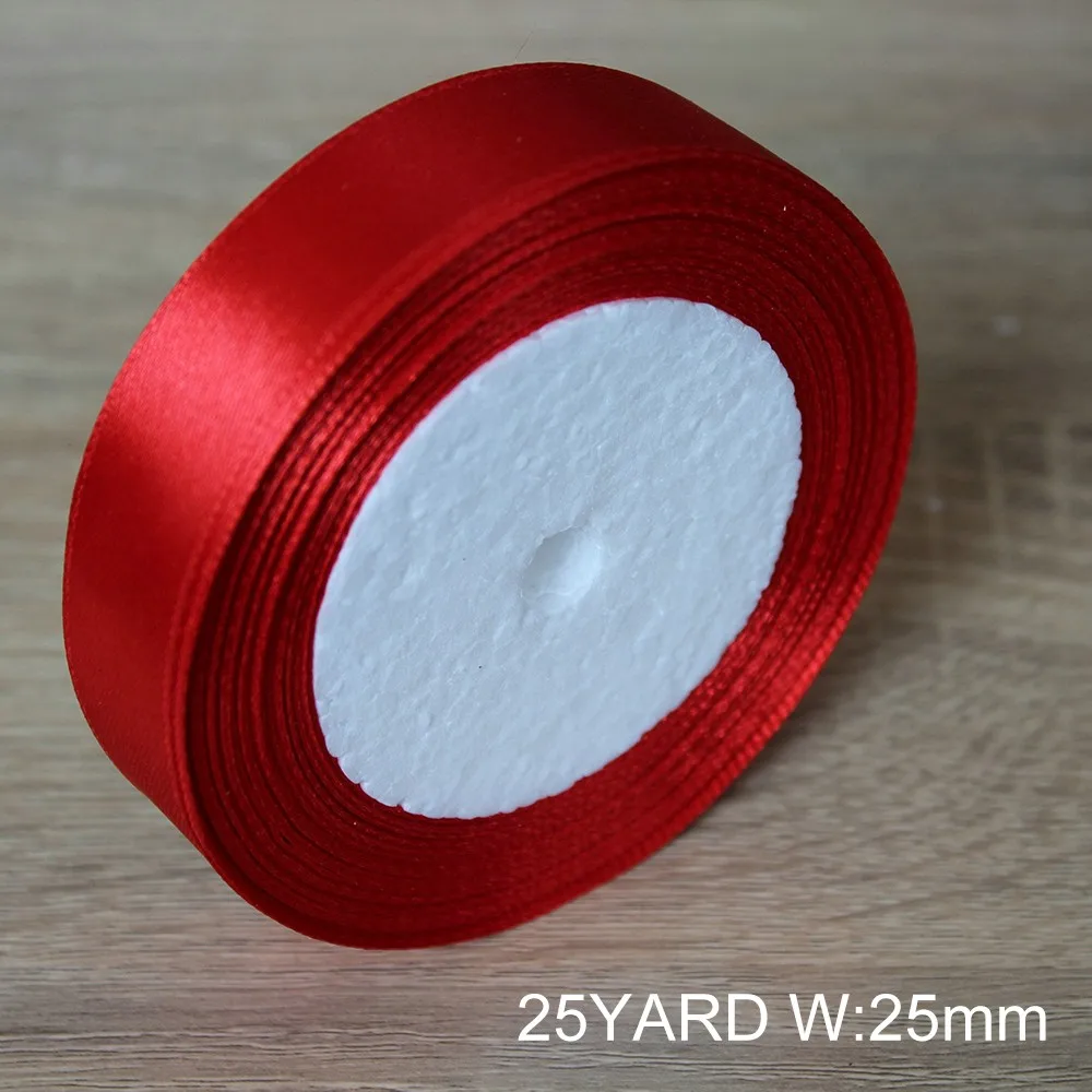 25 ярдов/рулон шелковых атласных лент для свадьбы рождественской вечеринки Декор