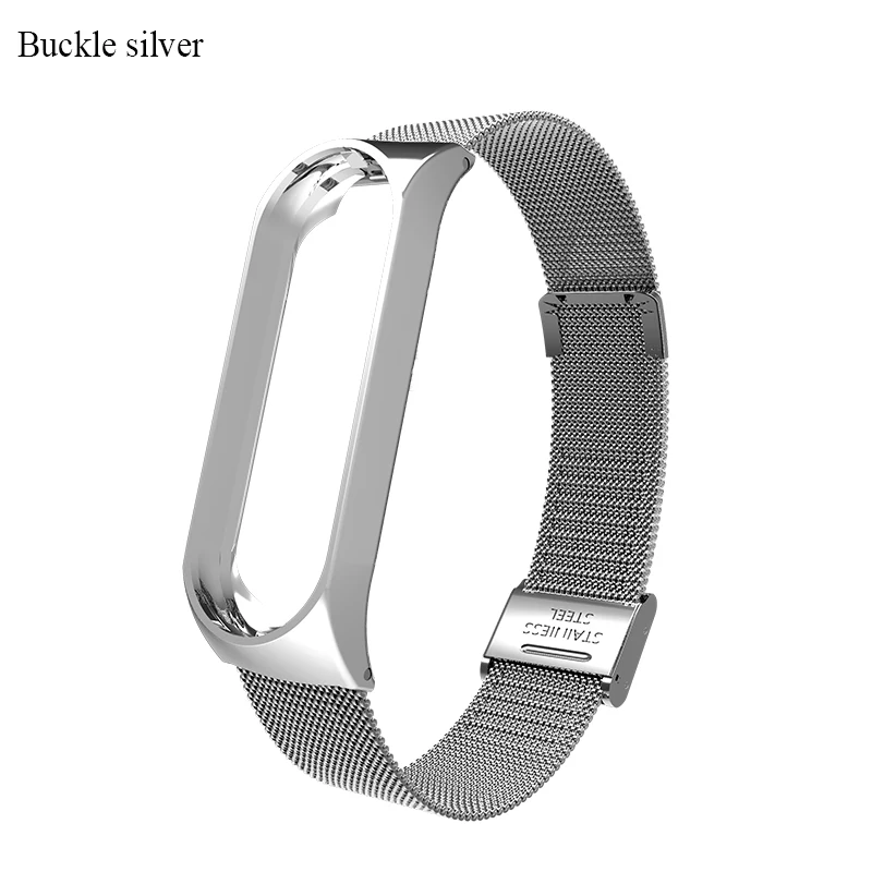 Buckle Silver BOORUI mi Band 4 ремешок металлический Безвинтовой браслет из нержавеющей стали mi band 3 ремешок для Xiaomi mi Band 3 4 Pulseira band Замена - Цвет: Buckle Silver