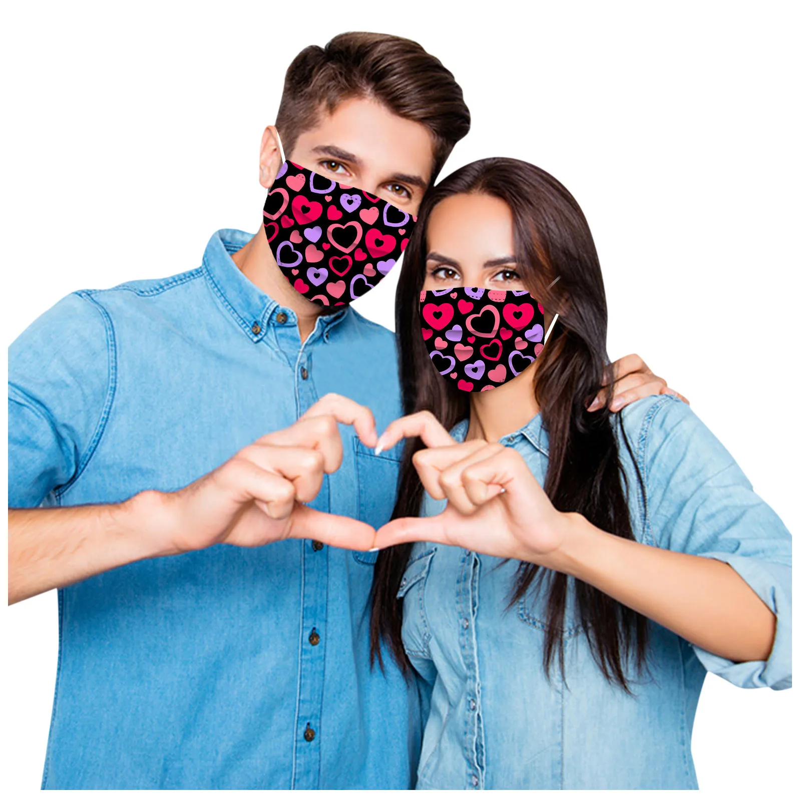 

50PCS Adult Disposable Valentine's Day Hearts 3Ply Protective Breathable Face Mask Mondkapjes Wasbaar