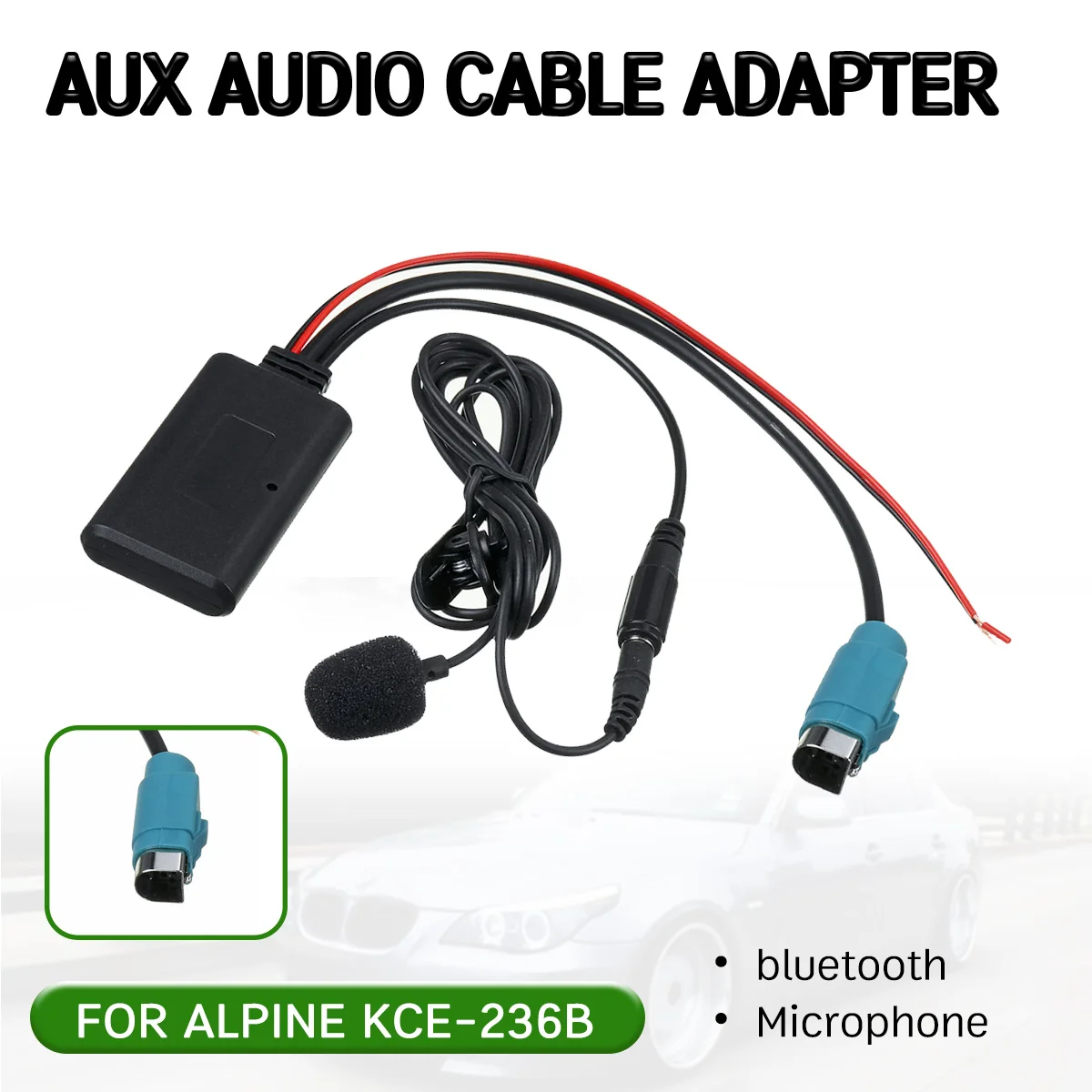 

bluetooth Aux Receiver Cable Adapter with mic for For Alpine CD Host KCE-236B 9870/9872 Hands-free Aux Audio Interface