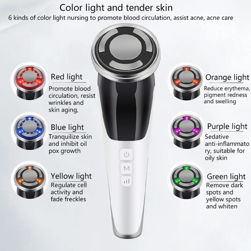 

EMS Micro Electric Facial Massager 6 LED Color Light Vibration Beauty Instrument Q1QD