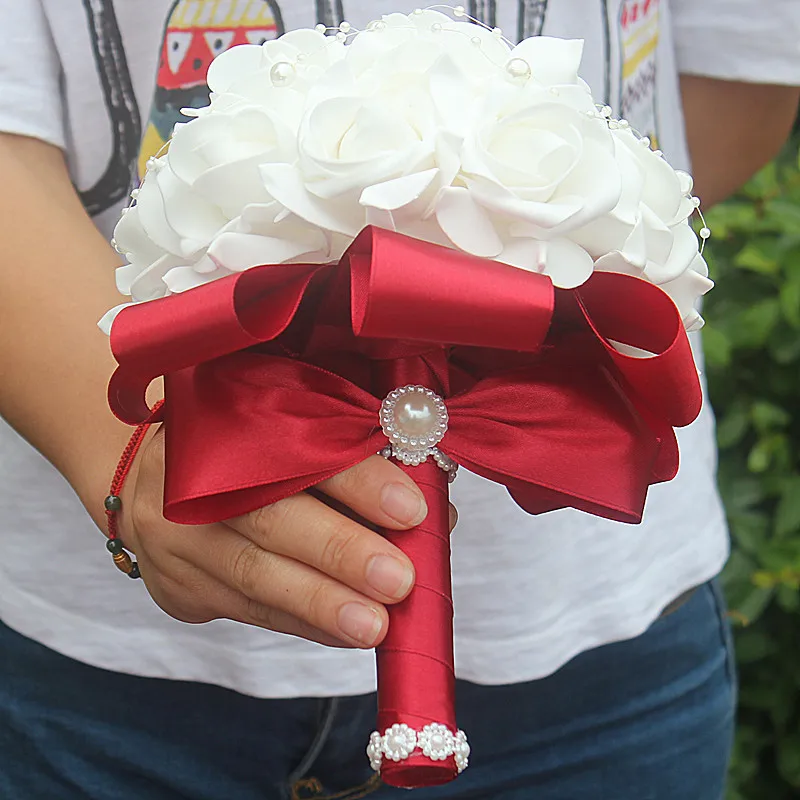 Бесплатная доставка недорогой Свадебный пенопластовый цветочный букет из роз