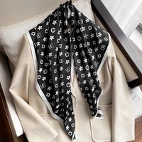 2021 new fashion 90cm square scarf female silk scarf korean version of printed gauze scarf shawl dual use decorative scarf
