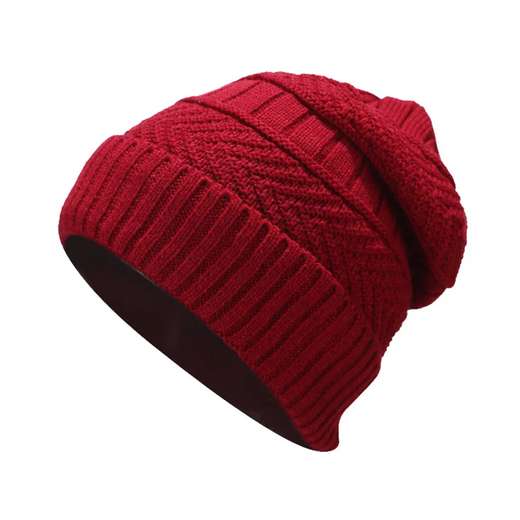 Мужская и женская зимняя шапка бини шапки вниз головной убор сплошной цвет ворс