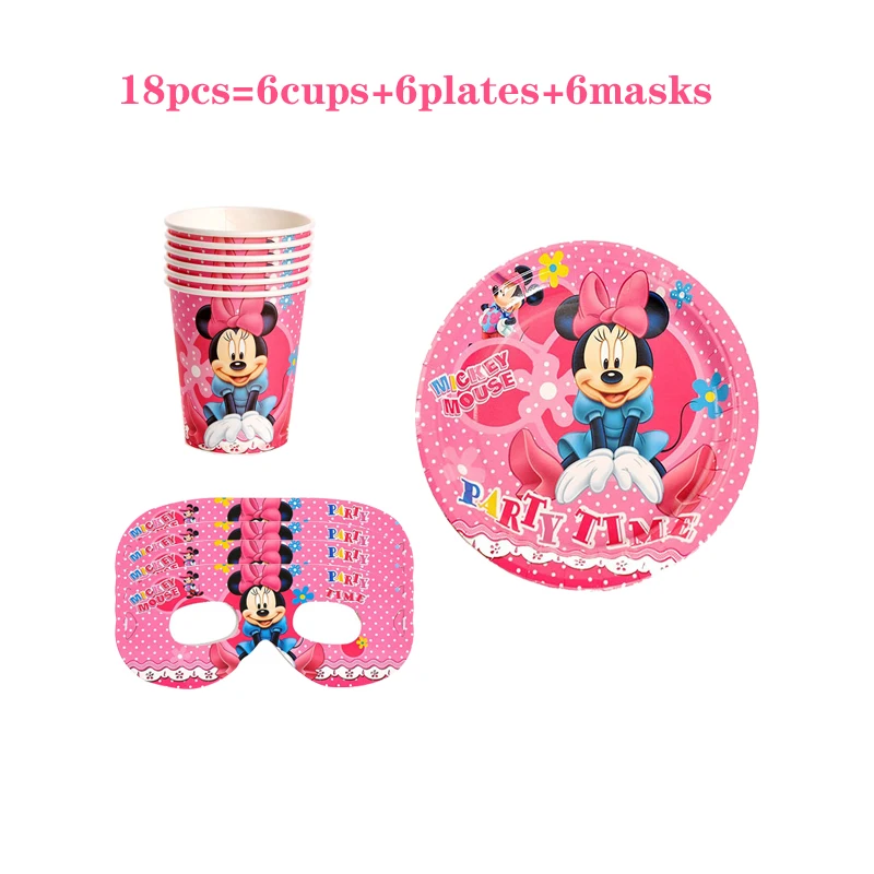 

30/40pcs Minnie Mouse Party Supplies Birthday Party Decorations Baby Shower Kids Girls Plate Napkin Cup Disposable Tableware Set