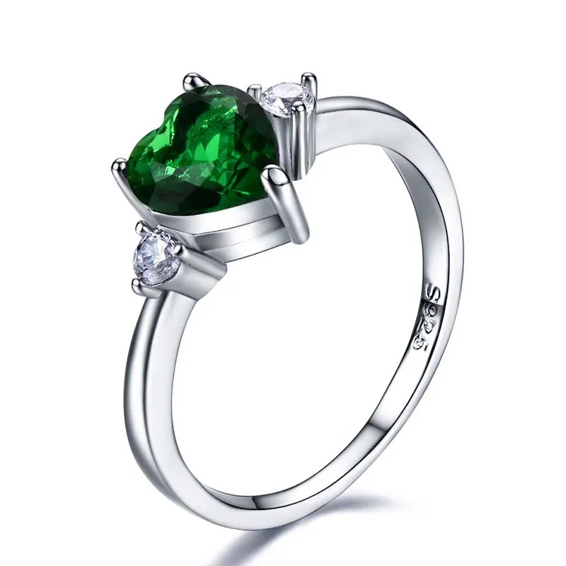Кольцо Bague Ringen в форме сердца, Настоящее серебро, 925, кольцо с сапфиром, Gestone, обручальное кольцо Cocktail, ювелирное изделие, подарок - Цвет камня: green