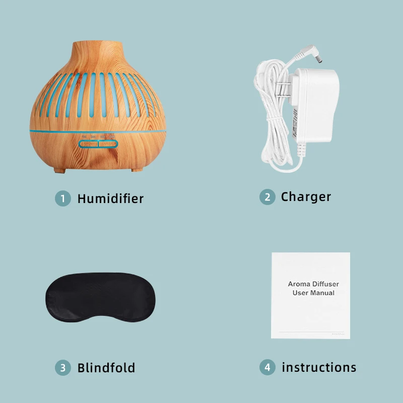 

saengQ Aroma Diffuser Electric Air Humidifier Ultrasonic 400ML Essential Oil Diffuser Remote Control LED Cool Mist Maker Fogger