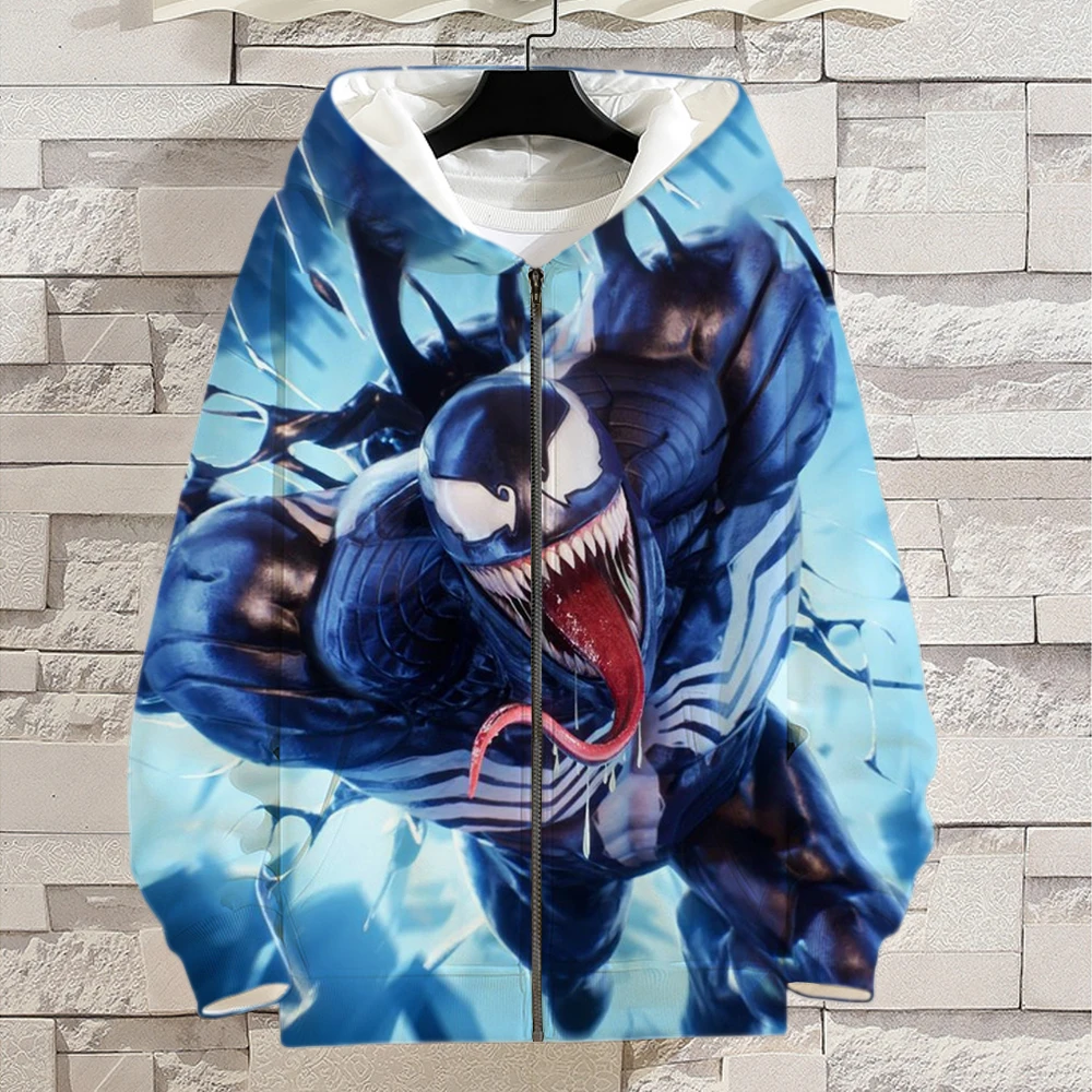 Толстовка с капюшоном Venom на молнии Мужская Весенняя Повседневная крутая Женская