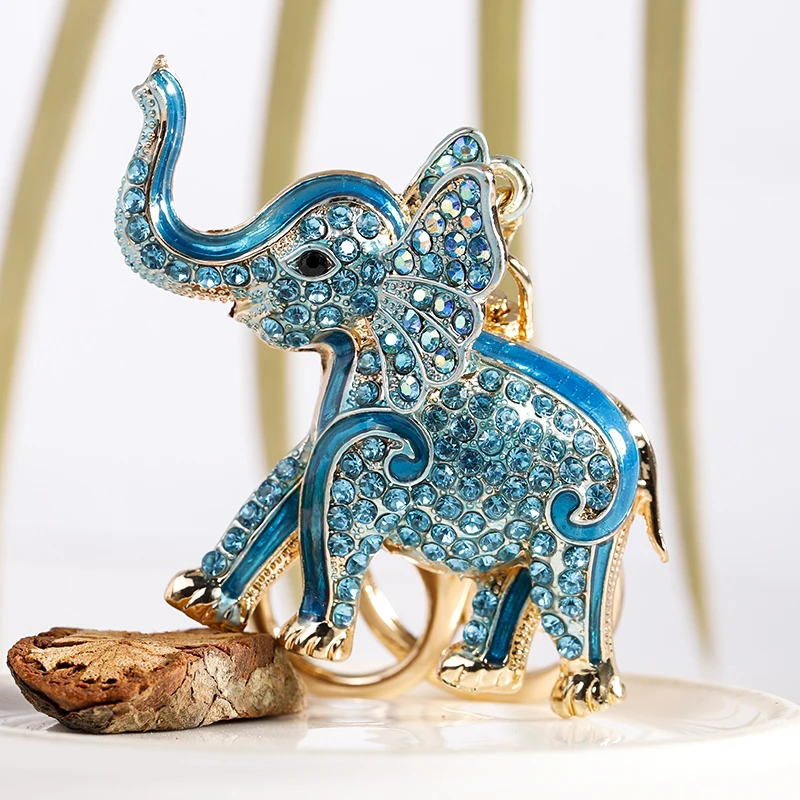 CHY-5376Blue EASYA, дизайн, 3D, эмаль, Слон-брелок, ремесла, брелок для ключей, модный, кристалл, животное, сумка, подвесные брелоки, уникальное ювелирное изделие, подарок - Цвет: CHY-5376Blue
