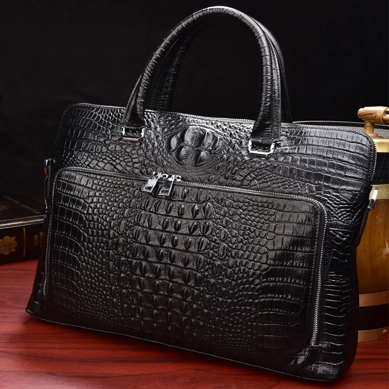 Hot Crocodile Handbags for Men Genuine Leather Laptop Bag High Quality Leather A4 Business Shoulder Bags Male Large Briefcases