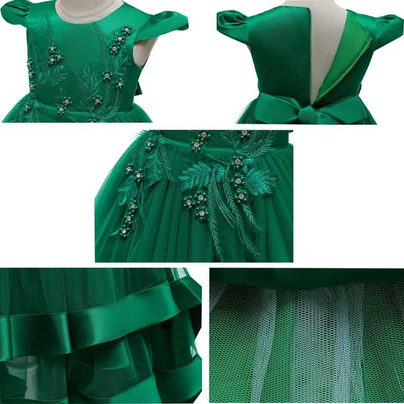 

Catwalk Girls Dress 4-12T Princess Clothing Wedding Evening Girl Dress Tutu Dresses Heavy Industry Embroidery Summer girl Dress