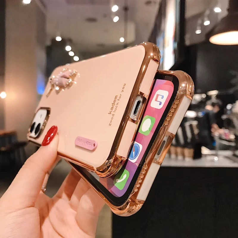 

Luxury 3D diamond Cartoon bunny Phone Case For iPhone 12 11Pro Max XS XR 7 8 Plus SE Fashion Shockproof Silicone soft back Cover