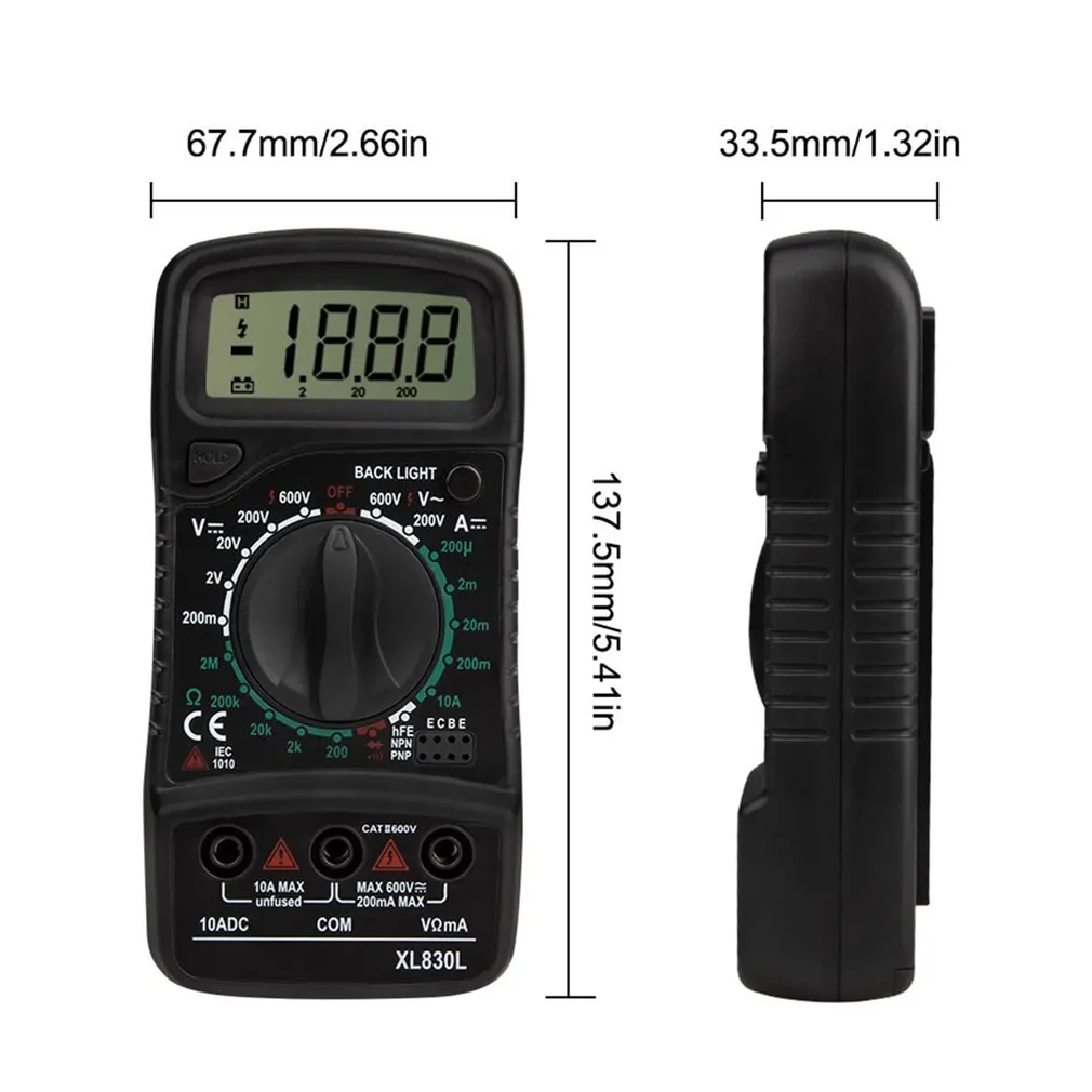 

XL830 Mini Digital Multimeter 1999 Counts AC D/C Voltage Current Resistance Frequency Tester True RMS NCV Tester Meter