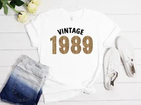 vintage 1989 leopard print shirt 33nd birthday year old bday women plus size cotton lady clothes fashion o neck short sleeve y2k