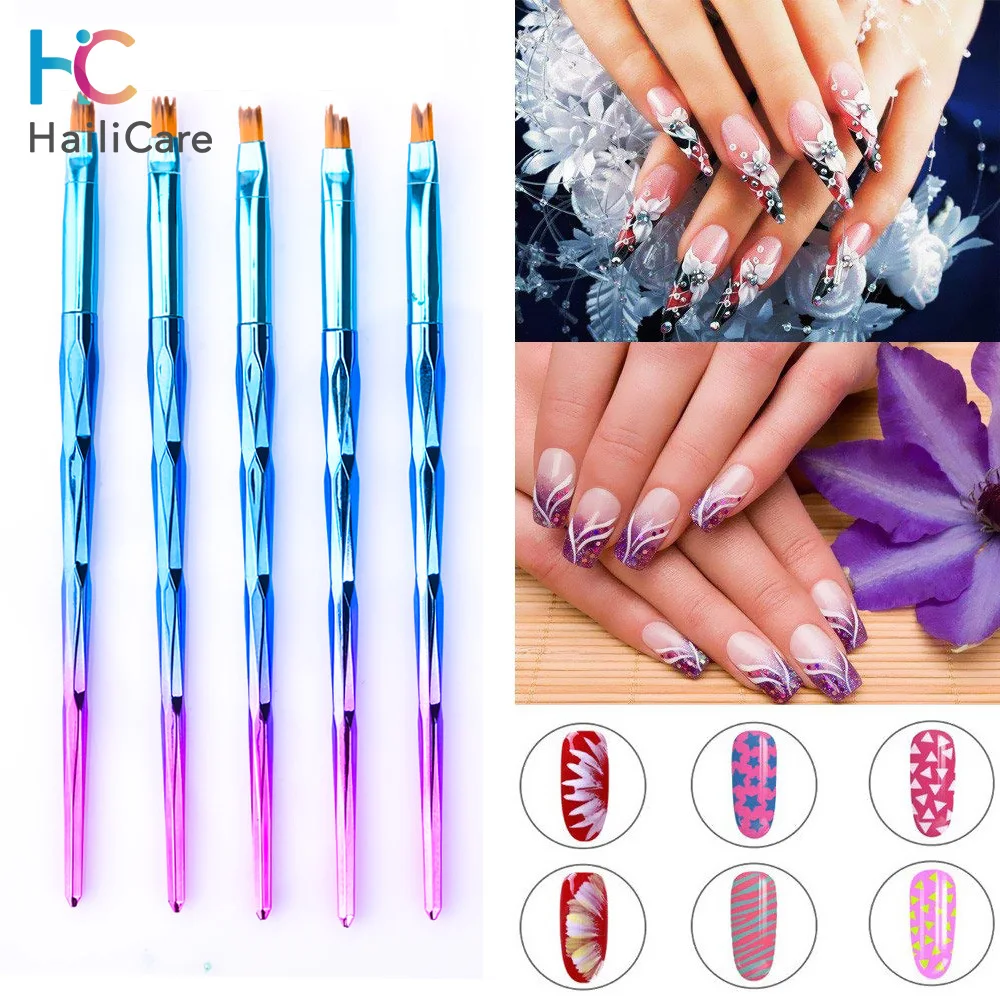 8 шт. Радужная 3D кисть для дизайна ногтей в форме улыбки Луны подводки ручка кисти