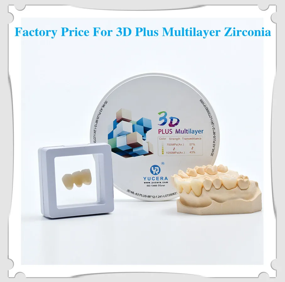 Yucera 3D Pro Multilayer Zirconium Blank CAD CAM Ceramic Block Dental Materials for Instrument Zirconia Disc