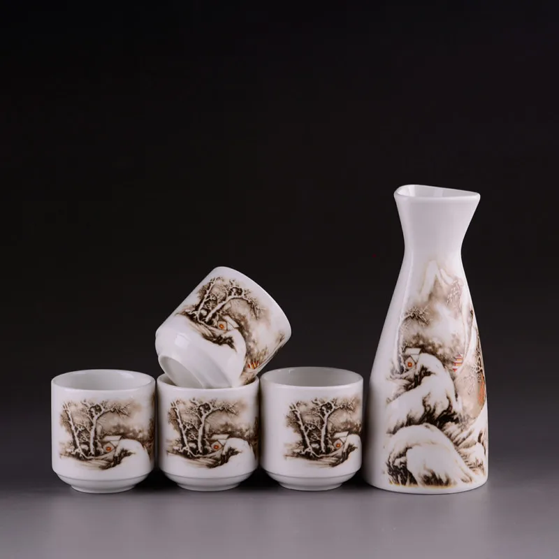 5 шт. керамический набор японского вина винтажная винная бутылка флакон