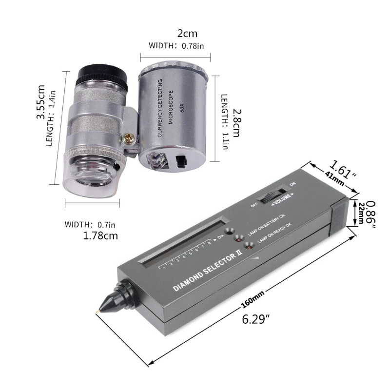 

13MC Diamond Tester Portable Diamond Detective Test with Gem Jeweler Test Tool 45X Magnifying Loupe