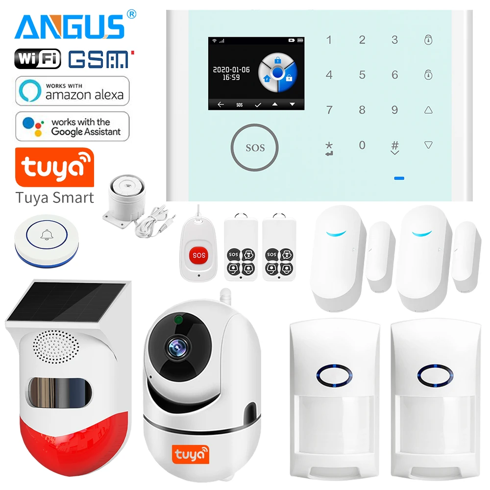 Новый 2020 Angus Домашняя безопасность Внешняя Wi Fi камера Сирена сигнализация с