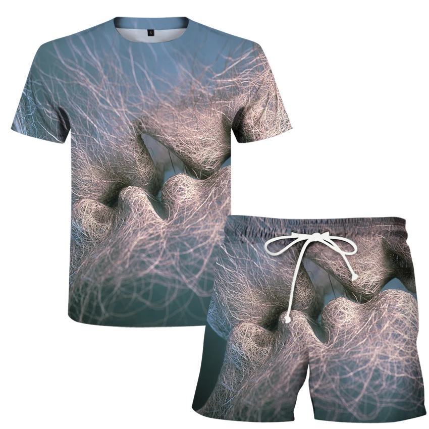 

2021 summer new personalized pattern digital printing men's short sleeve T-shirt + shorts 2-piece fashion street men's leisure b