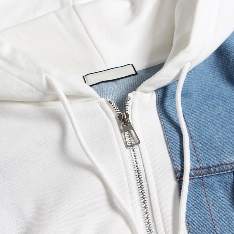 Женский джинсовый свитер с капюшоном TWOTWINSTYLE осенне-зимний длинным рукавом